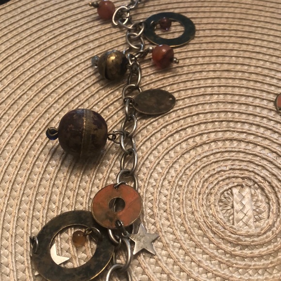 Funky metal charm necklace distressed finish - Picture 3 of 3